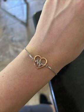 Heartbeat Bolo Bracelet two toned diamonds